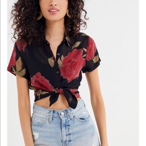 NWT! UO Gemma Sheer Floral Button-Down Shirt